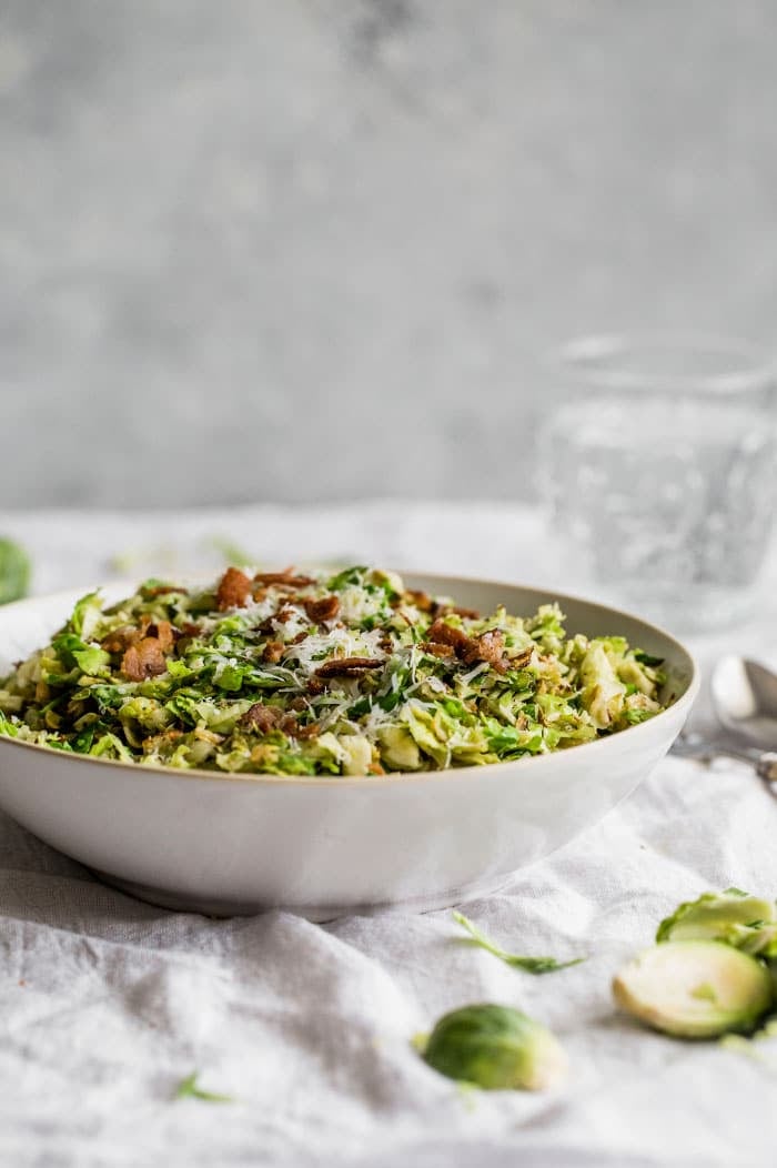 shredded brussels sprouts salad I howsweeteats.com