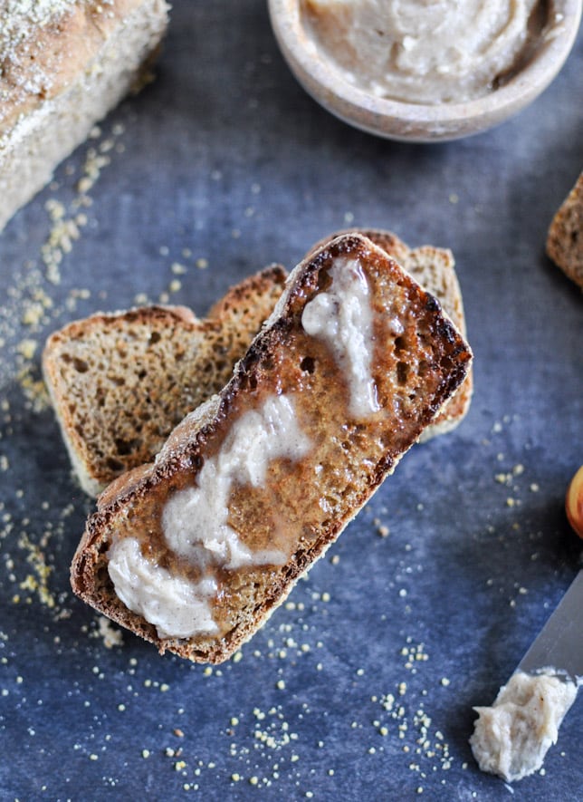Whole Wheat Pumpkin Spice English Muffin Bread with Brown Sugar Cinnamon Butter I howsweeteats.com