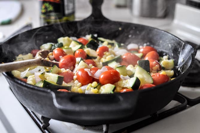 Brown Butter Garden Vegetable Pasta Skillet I howsweeteats.com