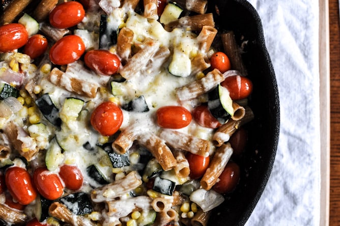 Brown Butter Garden Vegetable Pasta Skillet I howsweeteats.com