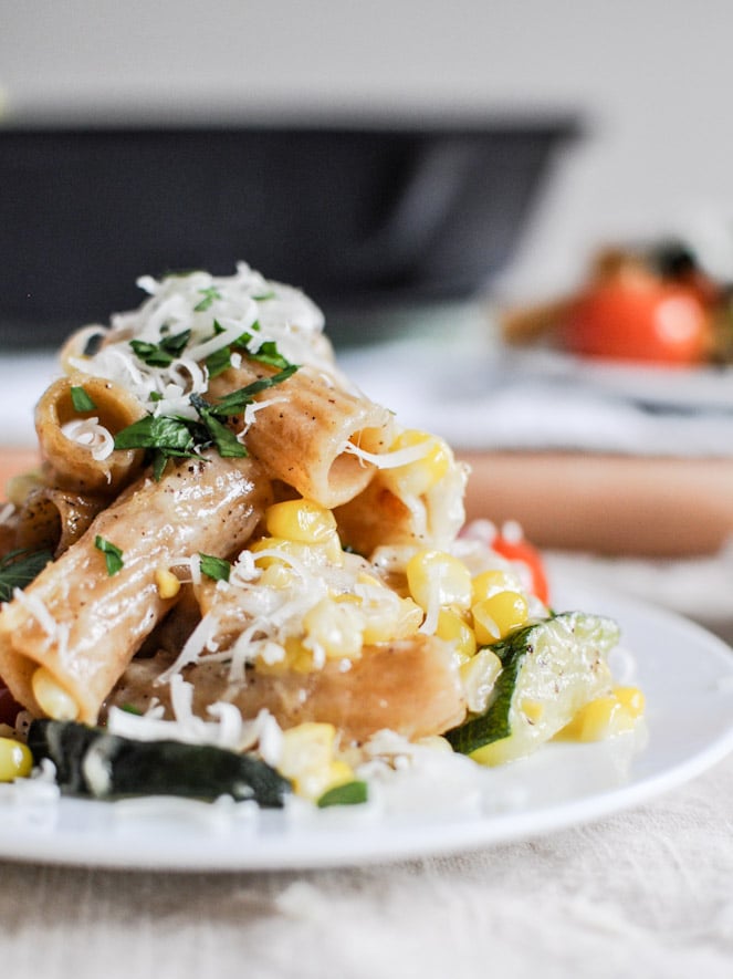 Brown Butter Garden Vegetable Pasta Skillet I howsweeteats.com