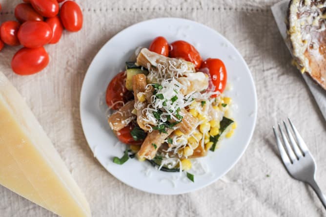 Brown Butter Garden Vegetable Pasta Skillet I howsweeteats.com