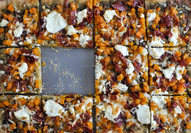 Butternut Squash, Sage Pesto and Prosciutto Pizza I howsweeteats.com