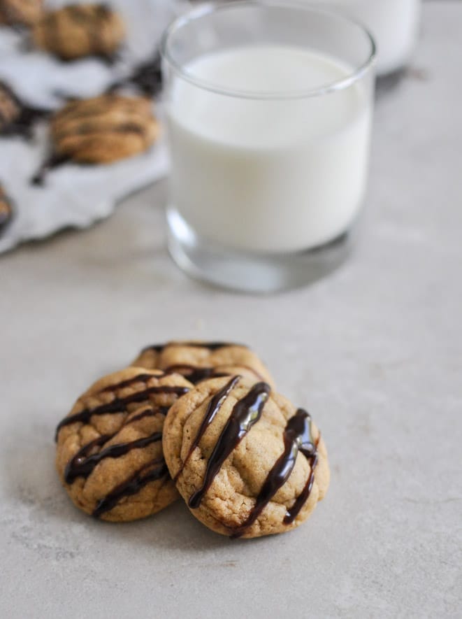 Fudge Striped Pumpkin Peanut Butter Cookies I howsweeteats.com