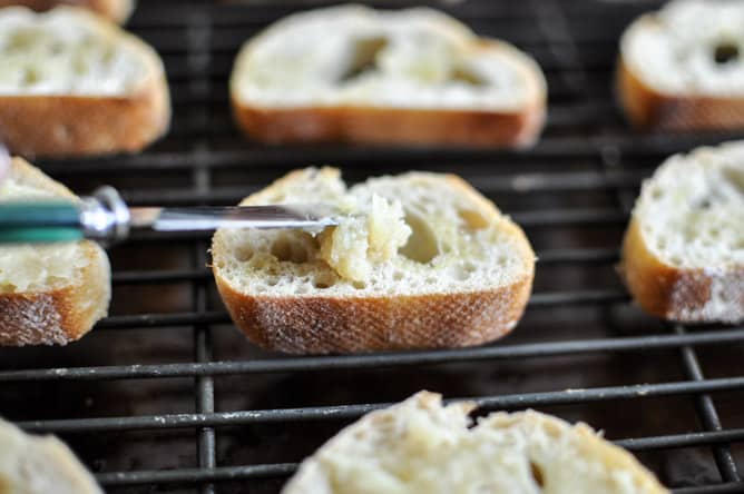 Parmesan Brussels Sprouts Crostini I howsweeteats.com