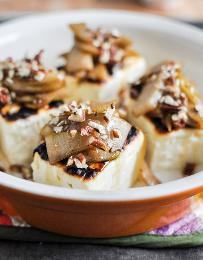 Broiled Feta with Caramelized Cinnamon Pears I howsweeteats.com