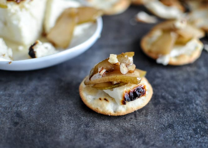 Broiled Feta with Caramelized Cinnamon Pears I howsweeteats.com