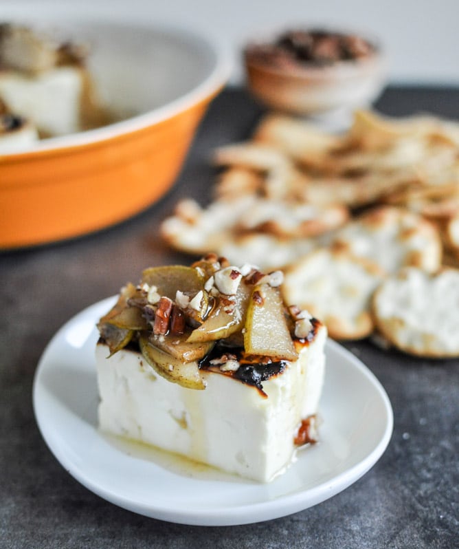 Broiled Feta with Caramelized Cinnamon Pears I howsweeteats.com