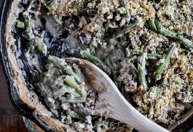 Lightened Up Fresh Green Bean Casserole I howsweeteats.com