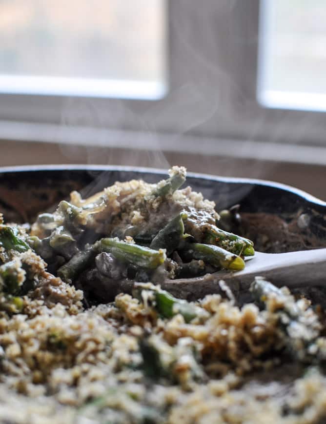 Lightened Up Fresh Green Bean Casserole I howsweeteats.com