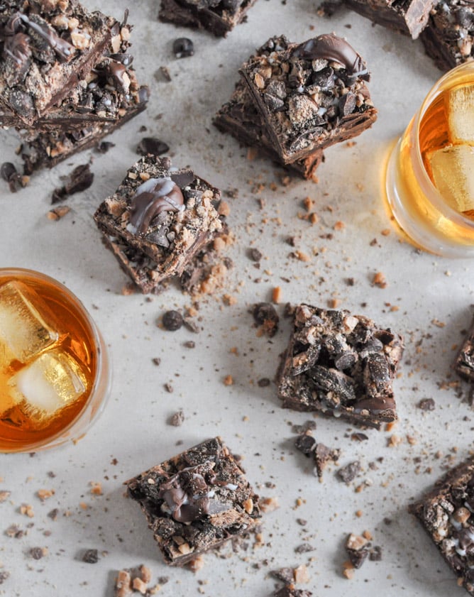 Loaded Chocolate Bourbon Fudge I howsweeteats.com