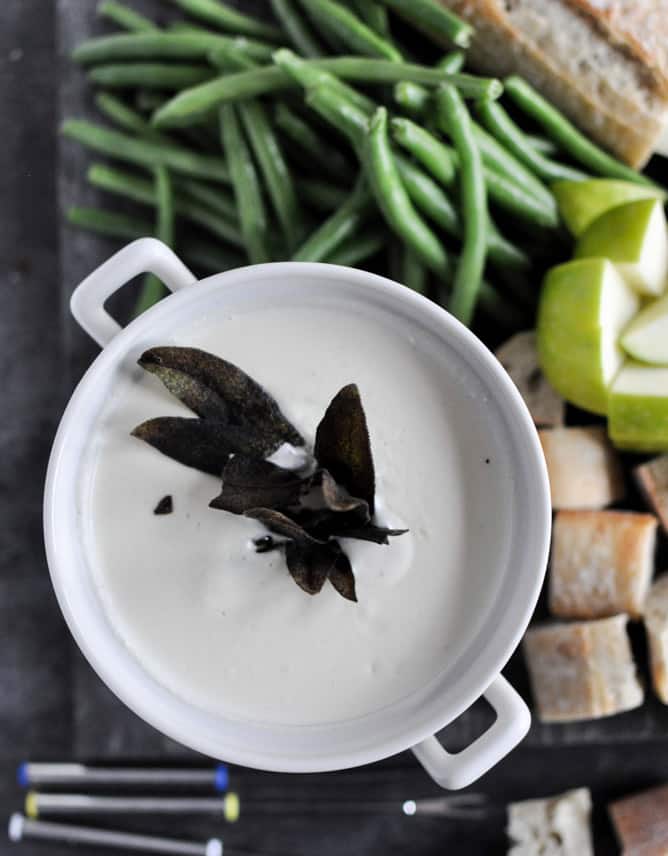 Goat Cheese Fondue with Fried Sage I howsweeteats.com
