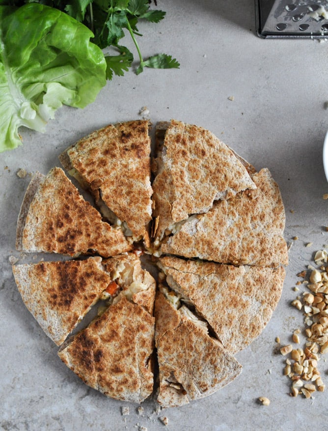 Thai Chicken Quesadillas I howsweeteats.com