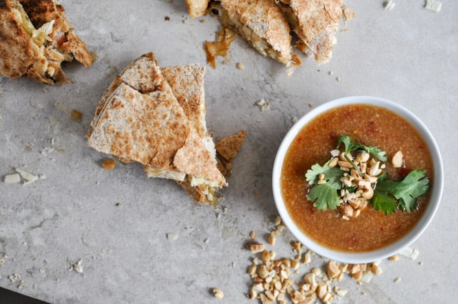 Thai Chicken Quesadillas I howsweeteats.com