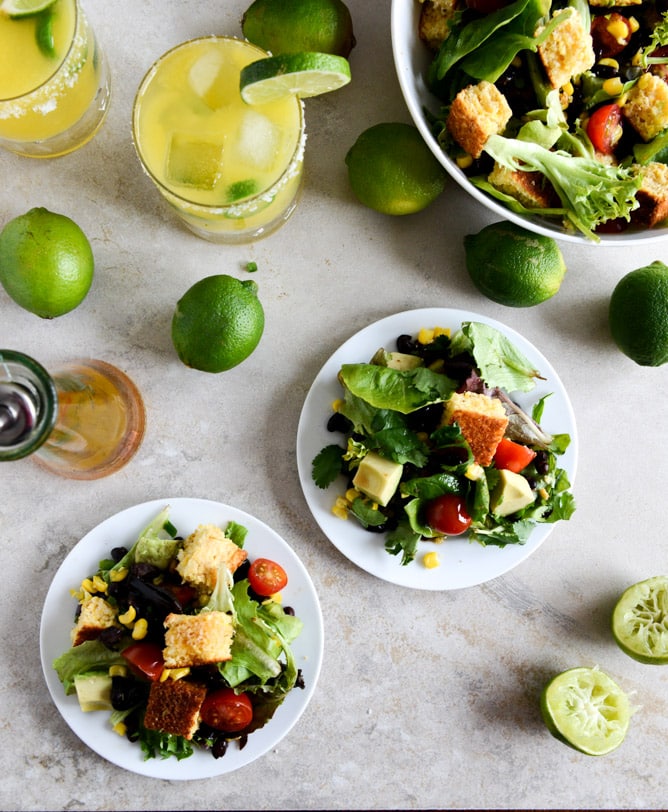 Black Bean + Cornbread Panzanella Salad I howsweeteats.com