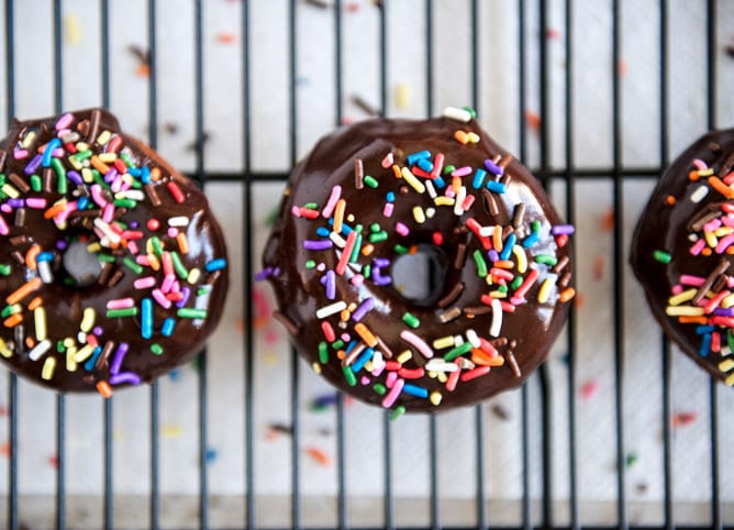 Chocolate Frosted Cake Donuts I howsweeteats.com