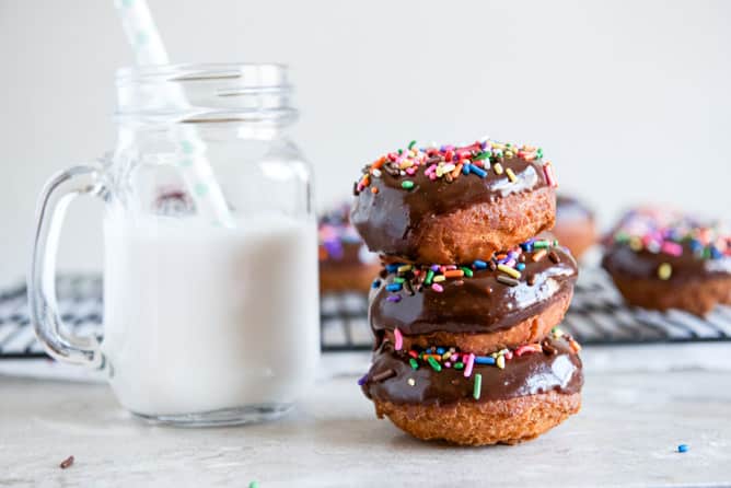 Chocolate Frosted Cake Donuts I howsweeteats.com