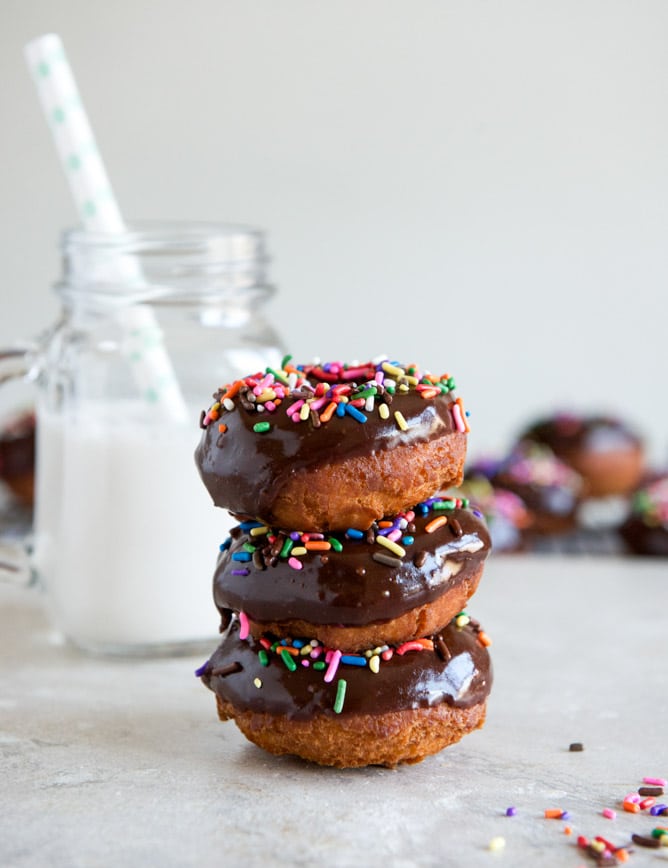 Chocolate Frosted Cake Donuts I howsweeteats.com