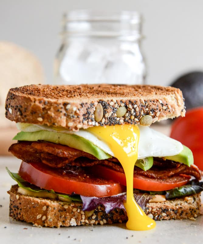 Avocado BLT's with Spicy Mayo and Fried Eggs I howsweeteats.com