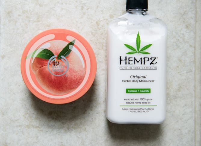 body shop body butter, hempz lotion I howsweeteats.com