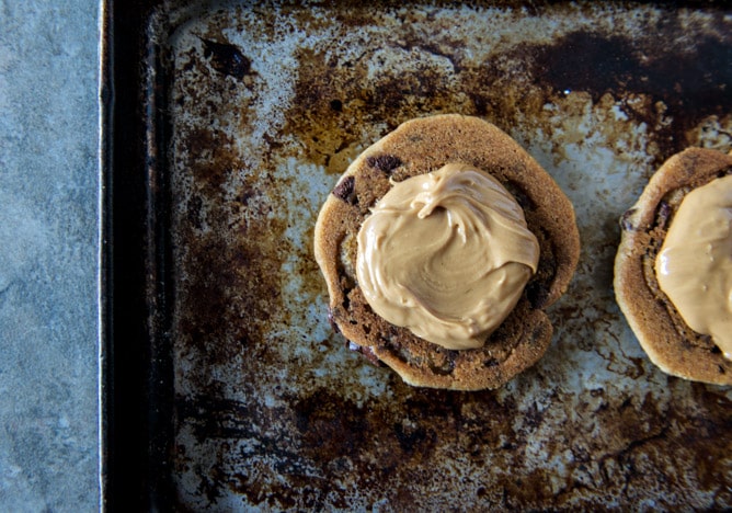 Chocolate Chip Cookie Peanut Butter S'mores I howsweeteats.com