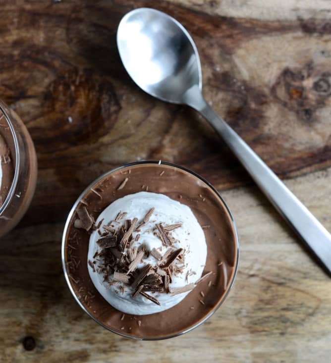 Milk Chocolate Mousse with Coconut Whipped Cream I howsweeteats.com