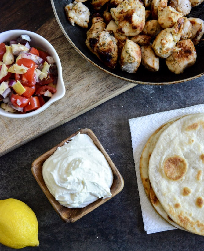 Marinated Greek Chicken Tostadas I howsweeteats.com