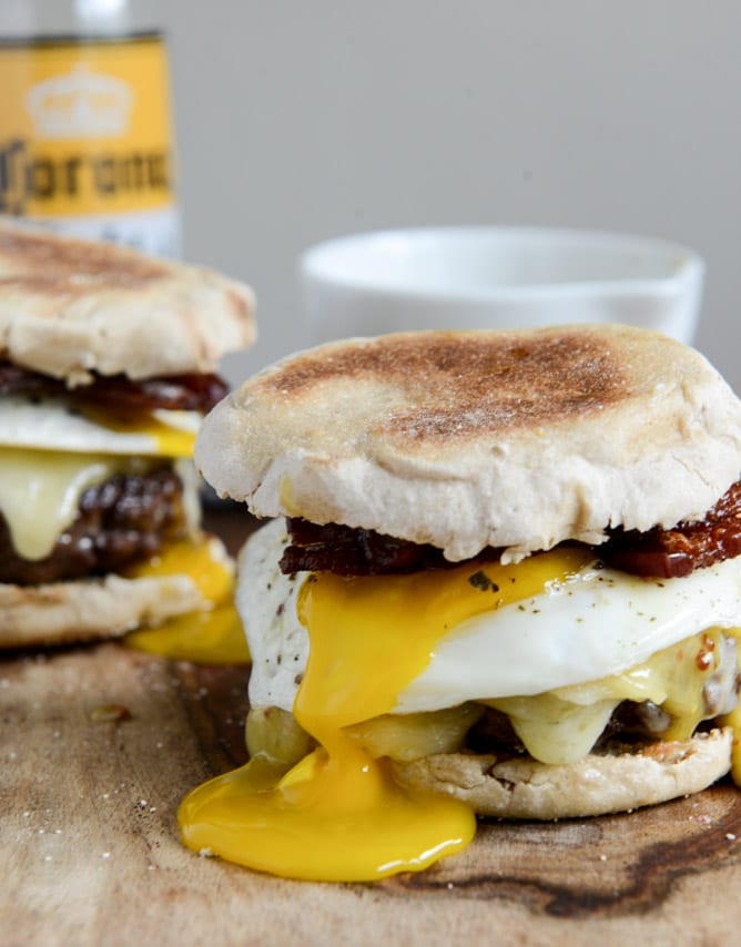 Breakfast Burgers with Maple Aioli I howsweeteats.com