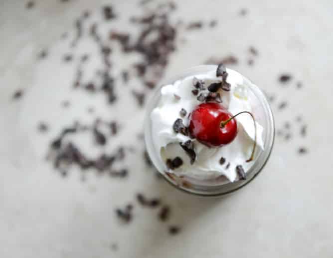 Roasted Cherry Bourbon Milkshakes with Hot Fudge I howsweeteats.com