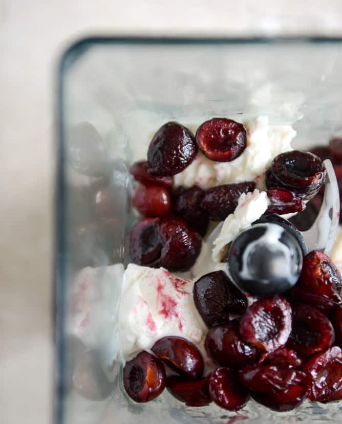 Roasted Cherry Bourbon Milkshakes with Hot Fudge I howsweeteats.com