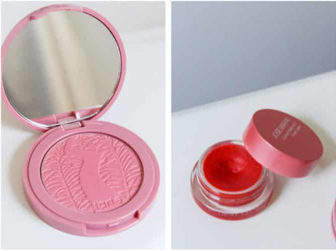 Josie Maran Coconut Watercolor Blush and Tarte Amazonian Clay Blush in Glisten I howsweeteats.com