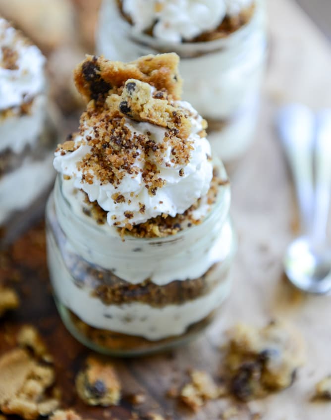 Easy Chocolate Chip Cookie Cheesecake Parfaits I howsweeteats.com