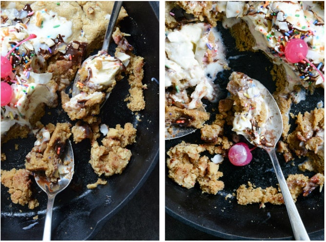 Peanut Butter Skillet Cookie I howsweeteats.com