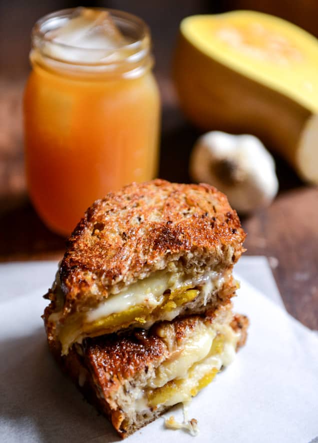Caramelized Butternut Squash, Roasted Garlic + Coconut Butter Grilled Cheese I howsweeteats.com
