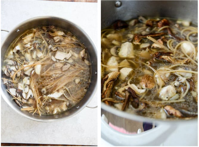 Chicken + Mushroom Noodle Soup with Poached Eggs I howsweeteats.com