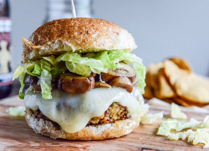 Crispy Autumn Veg Burgers with Apple Cider Slaw I howsweeteats.com