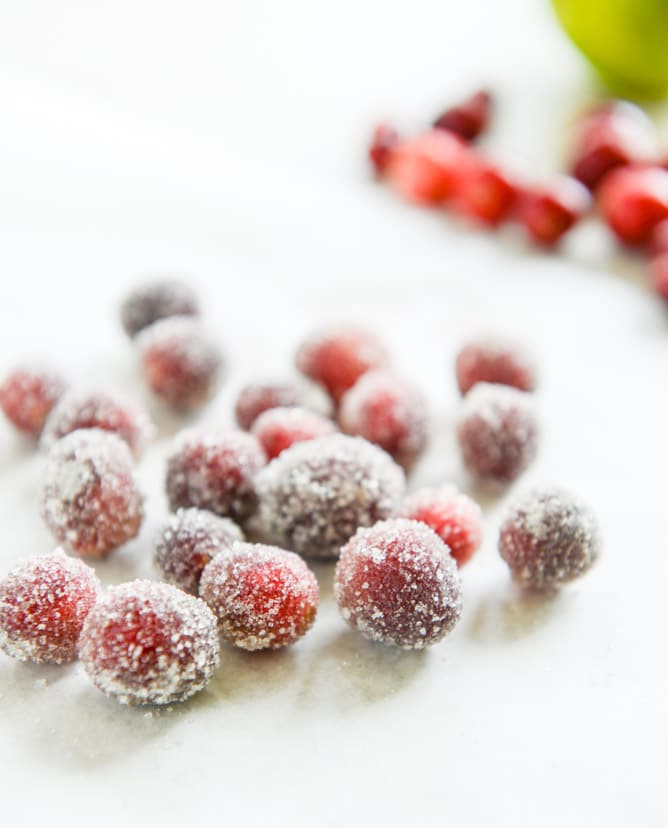 fresh cranberry ginger vanilla margaritas (with sugared cranberries!) I howsweeteats.com
