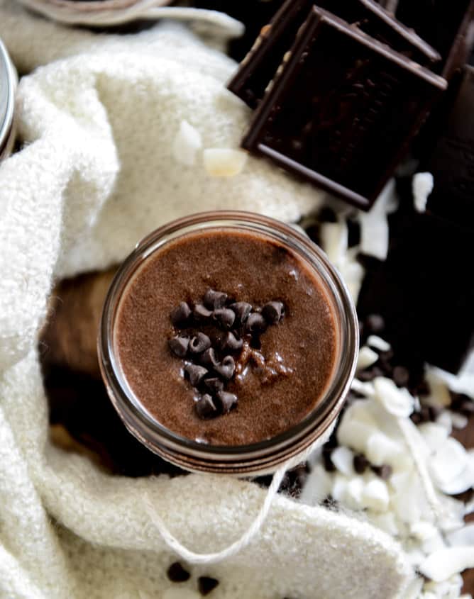 homemade chocolate coconut sugar scrub I howsweeteats.com