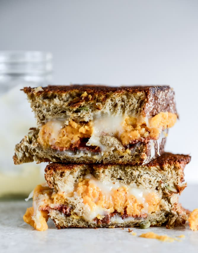 Leftover Sweet Potato Casserole, Brie and Bacon Grilled Cheese I howsweeteats.com