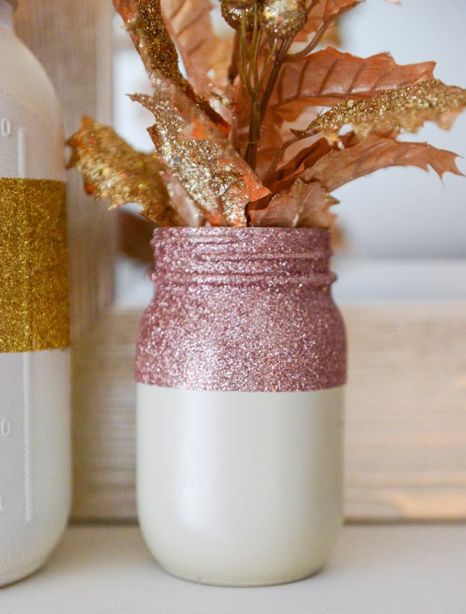 DIY Glittery Winter White Mason Jars I howsweeteats.com