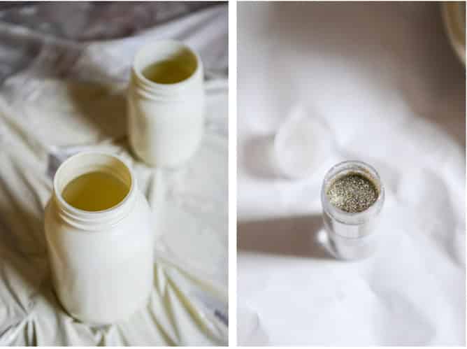 DIY Glittery Winter White Mason Jars I howsweeteats.com