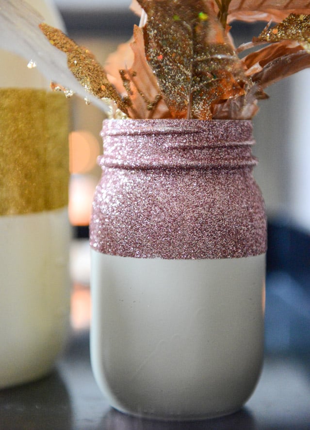 DIY Glittery Winter White Mason Jars I howsweeteats.com