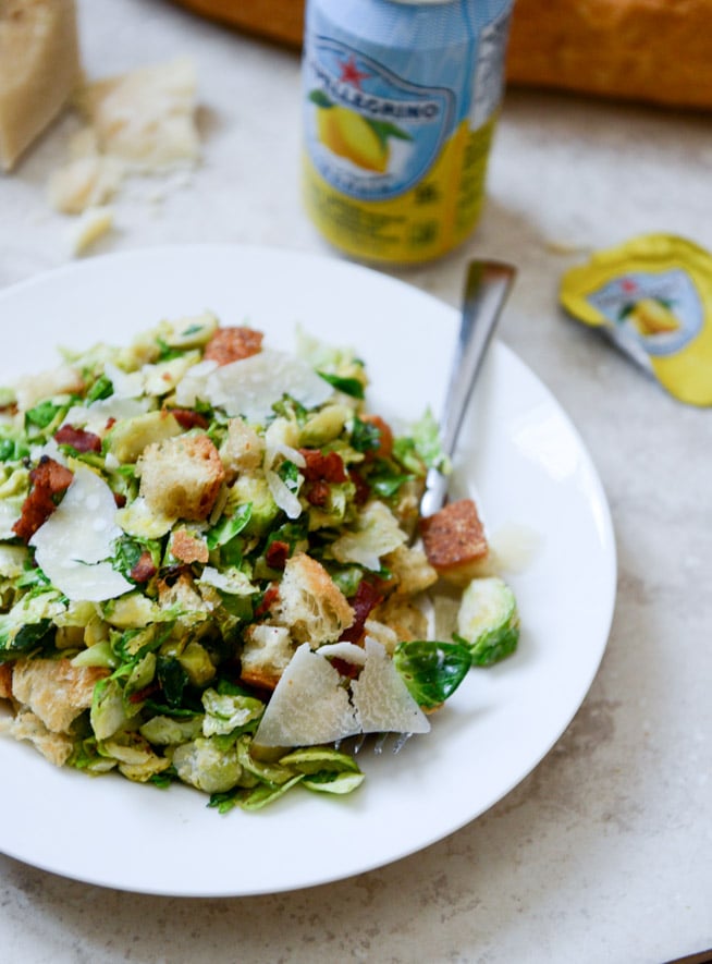 Warm Brussels Caesar with Bacon Ciabatta Croutons I howsweeteats.com