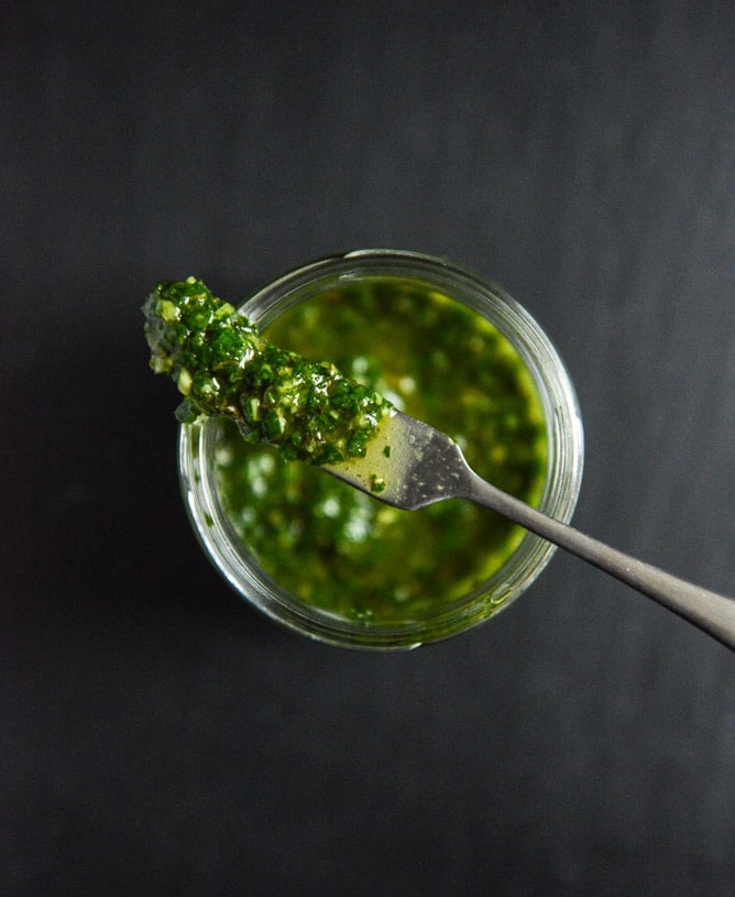 Garlic Brown Sugar Flank Steak with Chimichurri I howsweeteats.com