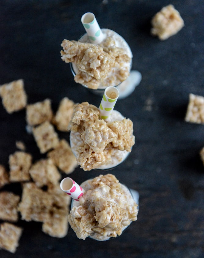 Spiked Rice Krispie Treat Shake Shooters I howsweeteats.com