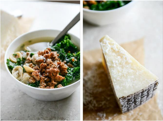 Spicy Sausage, Kale and Whole Wheat Orecchiette Soup I howsweeteats.com