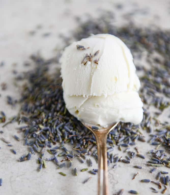white chocolate lavender ice cream I howsweeteats.com