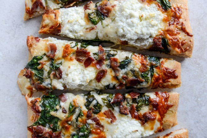 White Pizza with Spinach and Bacon I howsweeteats.com