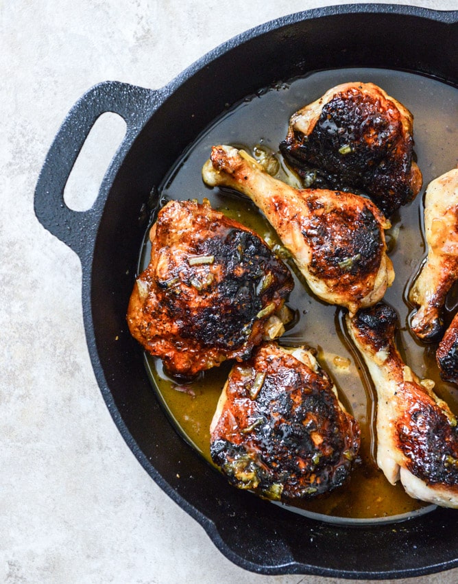 Beer Glazed Citrus Chicken with Orange Arugula Greens I howsweeteats.com