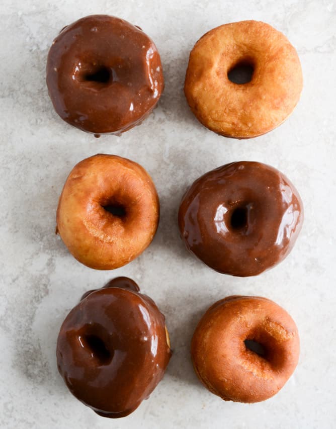 Crunchy Kettle Chip Chocolate Frosted Raised Donuts I howsweeteats.com